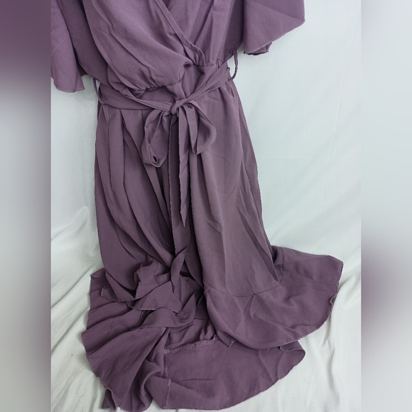 NWT BLOOM CHIC Elegant Mauve purple holiday christmas party Wrap‎ Dress (#1,552) - Picture 5 of 10
